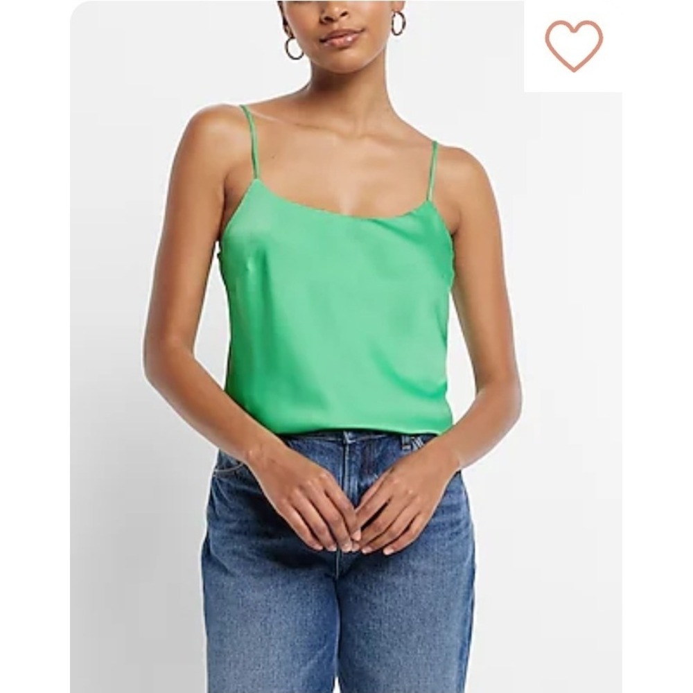 Express Green Cami Tank Top Womens L Spaghetti‎ Strap Silky Party Cocktail NWT